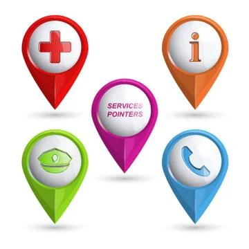 Set of modern vector 3D pointers Ilustración de archivo