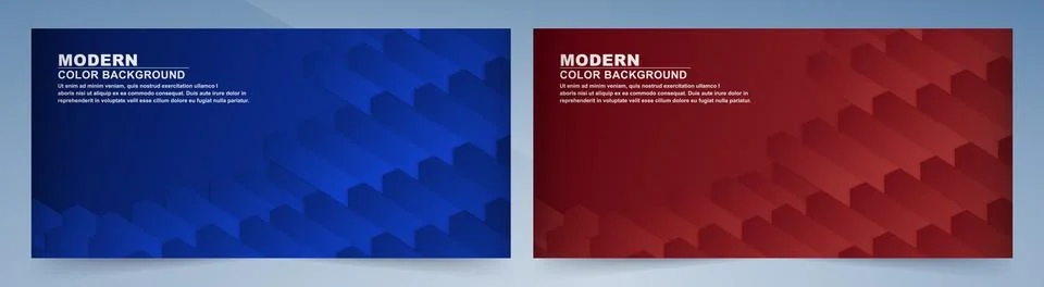 Set of modern vector banners in blue and red. Stock Illustration