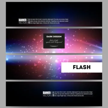 Set of modern vector banners. Flashes against dark background Stock Illustration