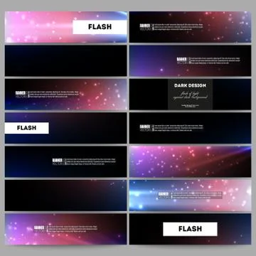 Set of modern vector banners. Flashes against dark background Stock Illustration