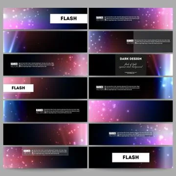 Set of modern vector banners. Flashes against dark background Stock Illustration