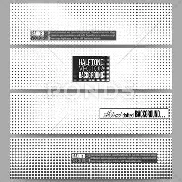 Set Of Modern Vector Banners. Halftone Background. Black Dots On White