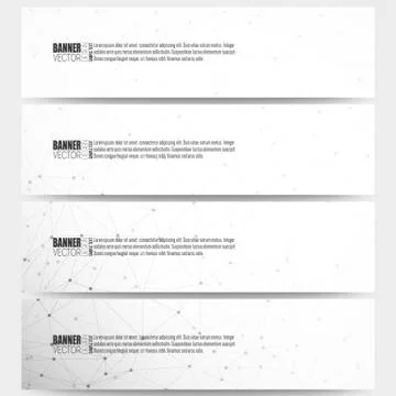 Set of modern vector banners. Molecular structure design, scientific background Stock Illustration