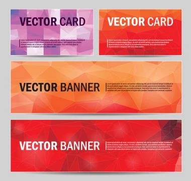 Set of modern vector banners with polygonal background Illustrazione stock