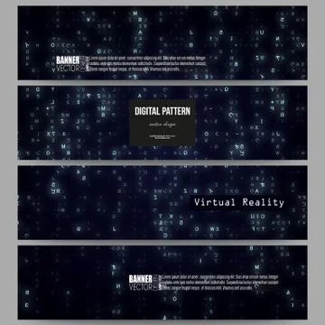 Set of modern vector banners. Virtual reality, abstract technology background Stock Illustration