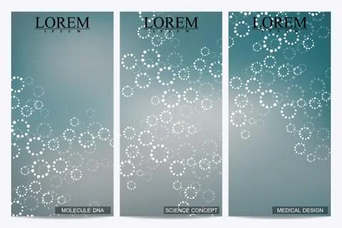 Set of modern vector flyers. Abstract background with molecule structure DNA and Stock Illustration