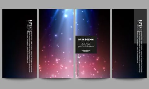 Set of modern vector flyers. Flashes against dark background Stock Illustration