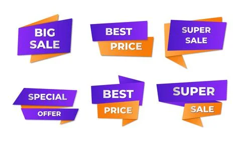 Set of modern vector labels for promotion. Collection of e-commerce banners and  Stock Illustration