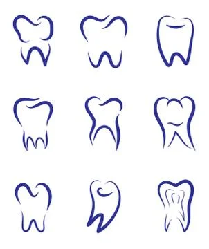 Set modern vector logo for dentistry. Logo for dental clinic. Teeth abstract Stock Illustration
