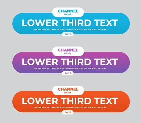 Set of modern vector lower third banner  screen for headers, for name, channe Stock Illustration