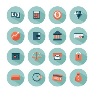 Set of modern vector money and finance icons Stock Illustration