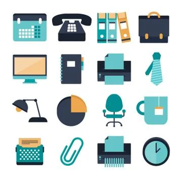 Set of modern vector office icons Stock Illustration