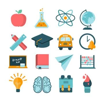 Set of modern vector school icons Stock Illustration