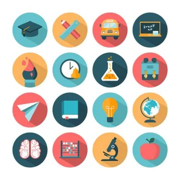 Set of modern vector school icons Stock Illustration
