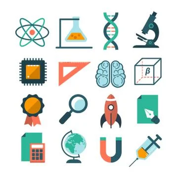 Set of modern vector science icons Illustrazione stock