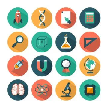 Set of modern vector science icons Stock Illustration