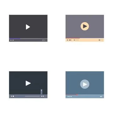 Set of modern video player interfaces Illustrazione stock