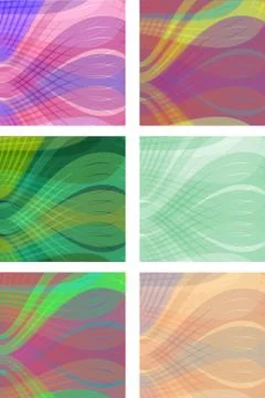 A set of modern wave background tiles in different color variants Stock Illustration