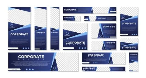 Set of modern web banners of standard size with a place for photos. Set banne Stock Illustration