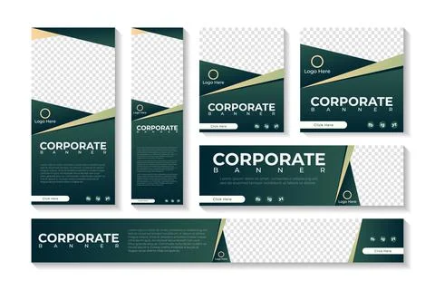 Set of modern web banners of standard size with a place for photos. Set banne Stock Illustration