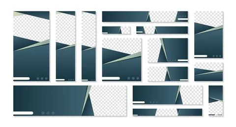 Set of modern web banners of standard size with a place for photos. Set banne Stock Illustration