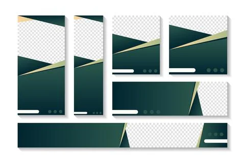 Set of modern web banners of standard size with a place for photos. Set banne Stock Illustration