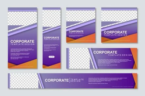 Set of modern web banners template design with a place for photos. Modern and Stock Illustration