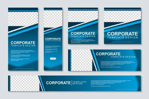 Set of modern web banners template design with a place for photos Stock Illustration