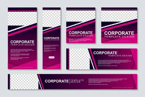 Set of modern web banners template design with a place for photos Stock Illustration