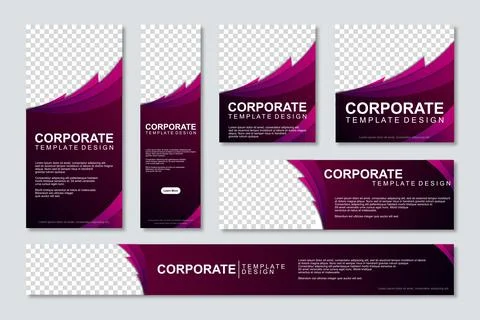 Set of modern web banners template design with a place for photos Stock Illustration