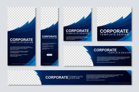 Set of modern web banners template design with a place for photos Stock Illustration