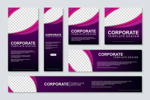Set of modern web banners template design with a place for photos Stock Illustration