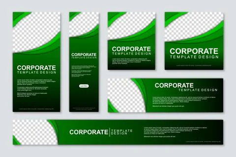 Set of modern web banners template design with a place for photos Stock Illustration