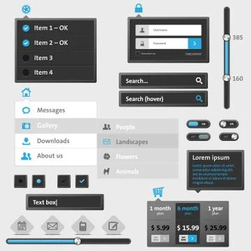 Set of modern web menu and elements Stock Illustration