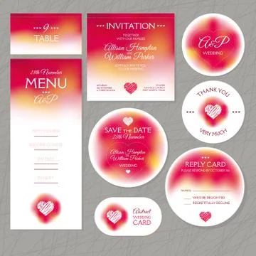 Set of modern wedding cards Stock Illustration