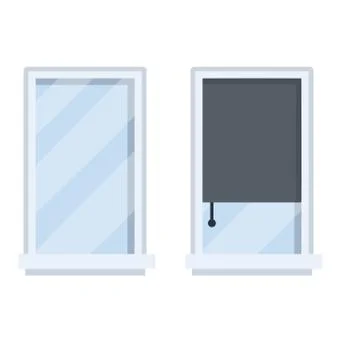 Set of modern Windows with Black frame. Ilustración de archivo