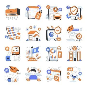 Set of Modifiable Flat Illustrations Illustration