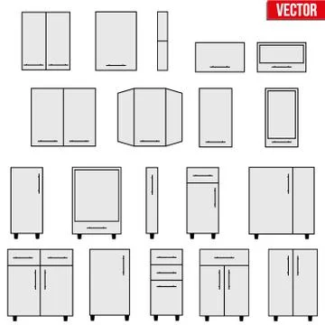 Set of Modular kitchen objects Stock Illustration