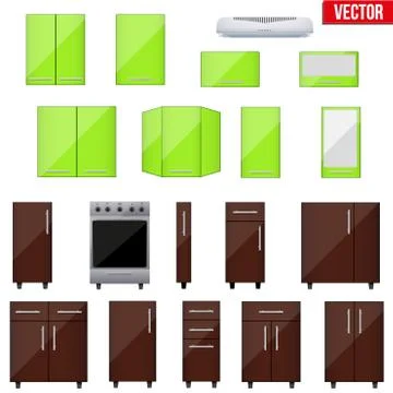Set of Modular kitchen objects. Stock Illustration