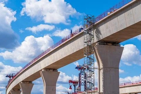 Set of modular stair scaffolding tower on the installation of a HS2 Viaduct Фото