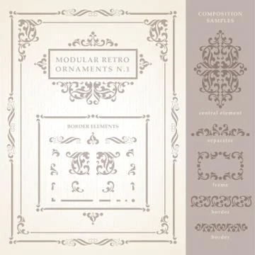 Set of modular Vector Retro Ornaments Stock Illustration