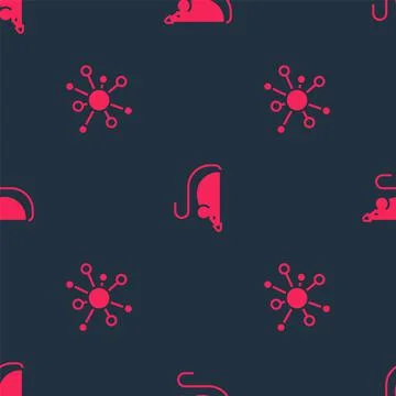 Set Molecule and Experimental mouse on seamless pattern. Vector Stock Illustration