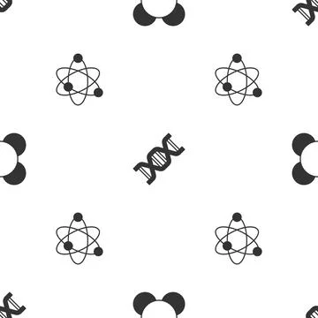Set Molecule, DNA symbol and Atom on seamless pattern. Vector イラスト素材