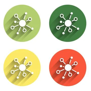Set Molecule icon isolated with long shadow background. Structure of molecu.. Stock Illustration
