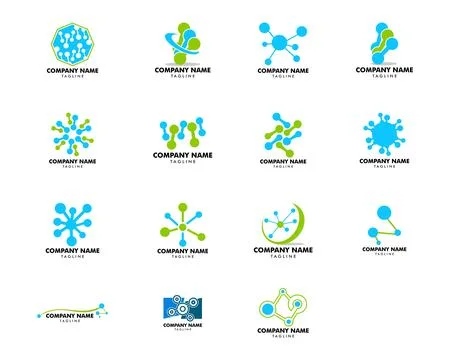 Set of Molecule logo template vector icon illustration Stock Illustration