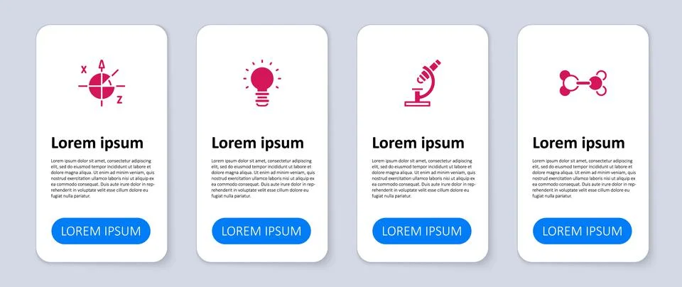 Set Molecule, Microscope, Creative lamp light idea and Trigonometric circle Stock Illustration