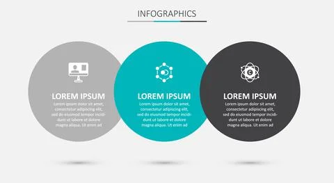 Set Molecule, Online class and Atom. Business infographic template. Vector Stock Illustration