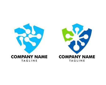 Set of Molecule Shield Logo Template Vector Illustration Stock Illustration