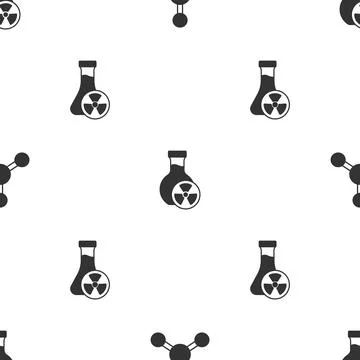 Set Molecule, Test tube with toxic liquid and  on seamless pattern. Vector 스톡 일러스트