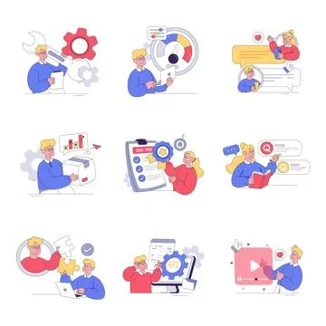 Set of Money and Security Flat Illustrations Stock Illustration